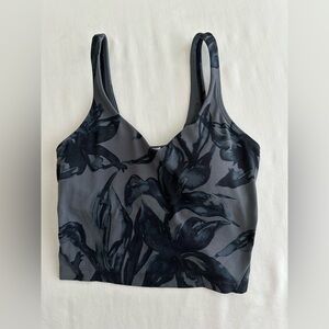 Lululemon Charcoal Floral Print Crop Tank Top